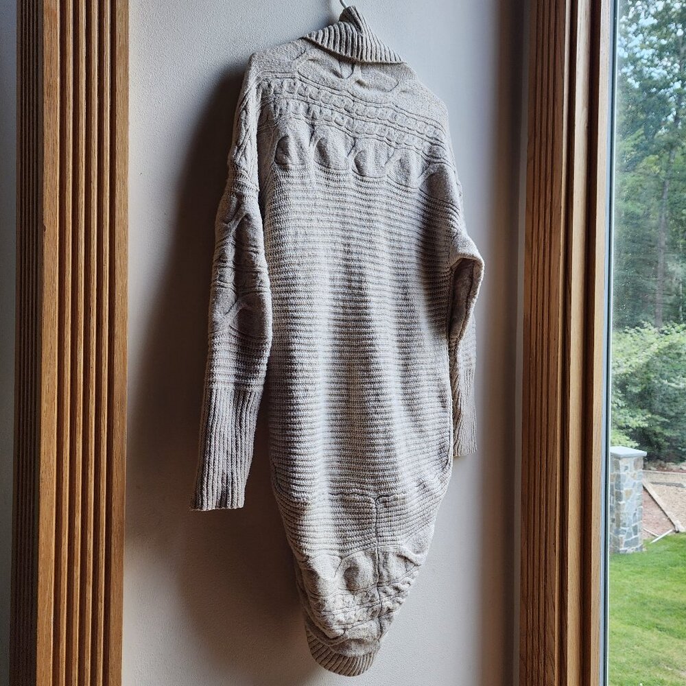 Pink Rose Beige Chunky Cable Knit Angled Open Cardigan Size XL - Picture 12 of 15